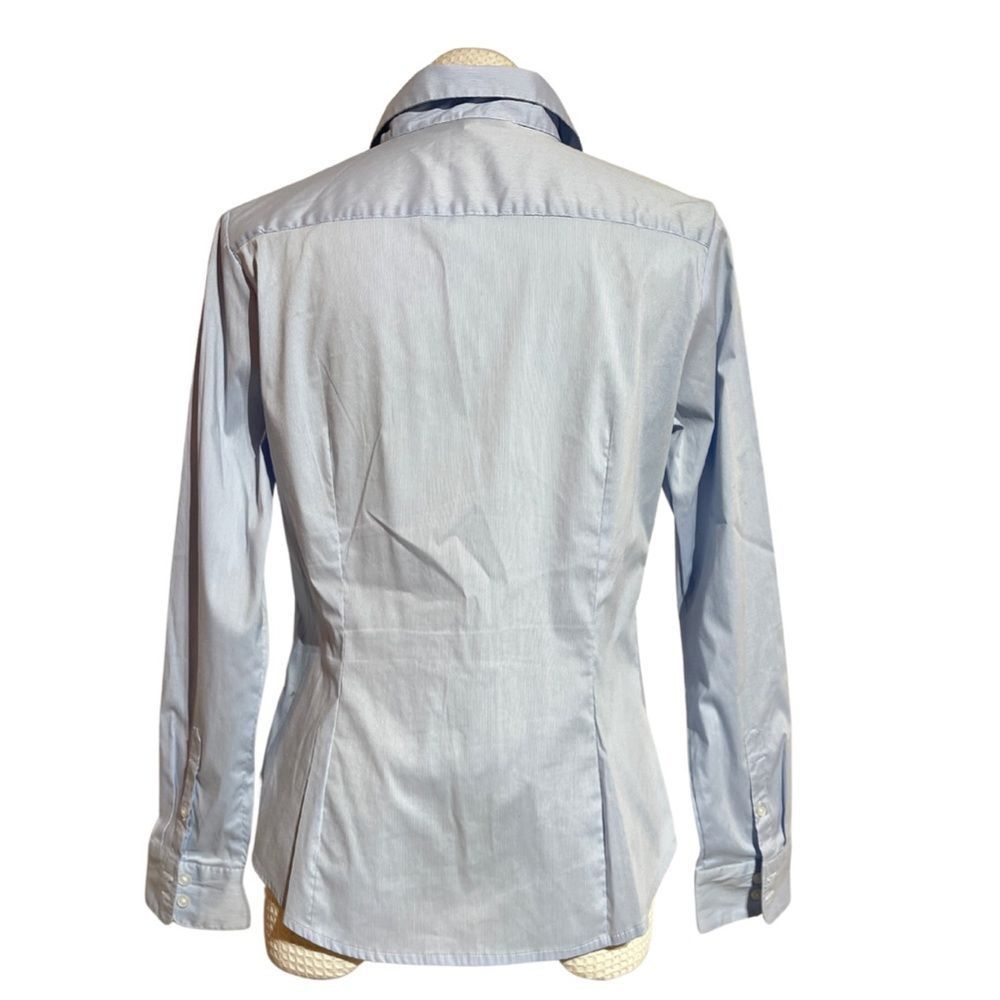 Quintessential blue pink stripe button down blouse - Picture 3 of 14
